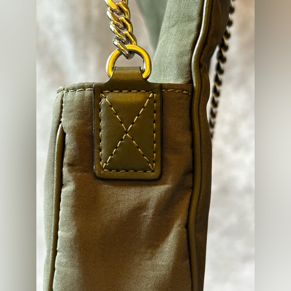 ALEXANDER MCQUEEN LOGO NYLON SKULL CROSSBODY BAG W/SILVER CHAIN, KHAKI GREEN - Picture 6 of 15